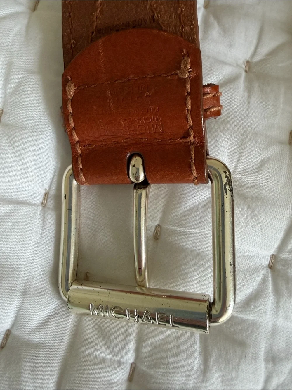 NWOT Michael Kors Brown Woven Leather Belt with Silver Buckle